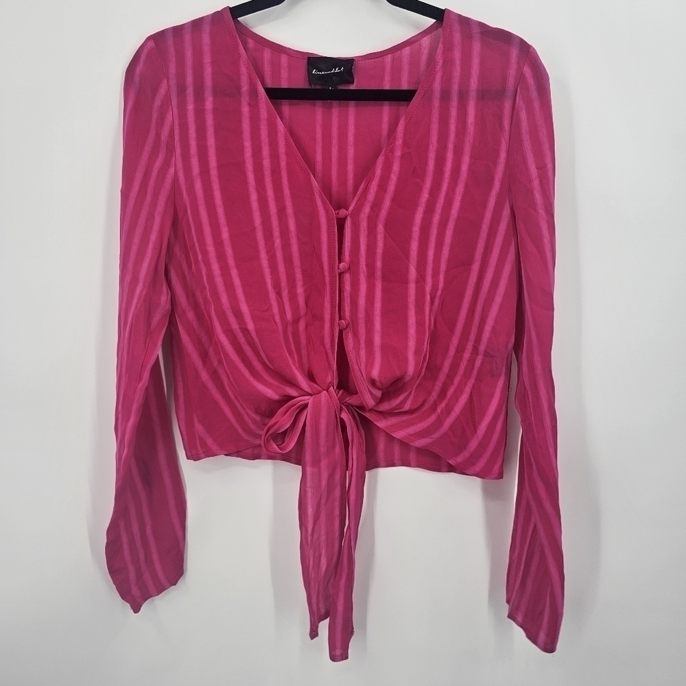 Line & Dot Briana Bright Pink Button‎ Down Top Size S
